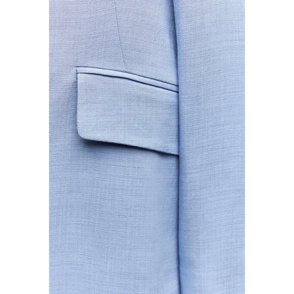 NWT ZARA ZW COLLECTION LIGHT BLUE BUTTONED TAILORED JACKET, SIZE: Small - Picture 10 of 13